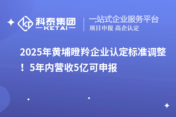 2025年黃埔瞪羚企業(yè)認定標準調整！5年內營收5億可申報
