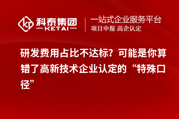 研發費用占比不達標？可能是你算錯了高新技術企業認定的“特殊口徑”
