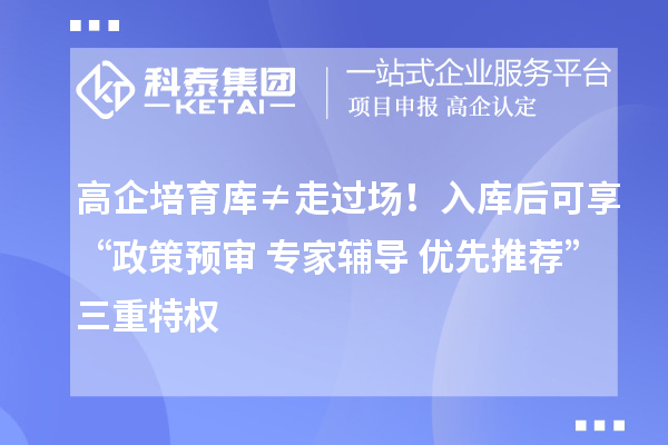 高企培育庫≠走過場！入庫后可享“政策預審+專家輔導+優先推薦”三重特權